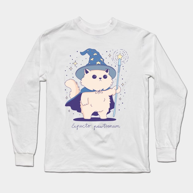 Cat Wizard Long Sleeve T-Shirt by krimons